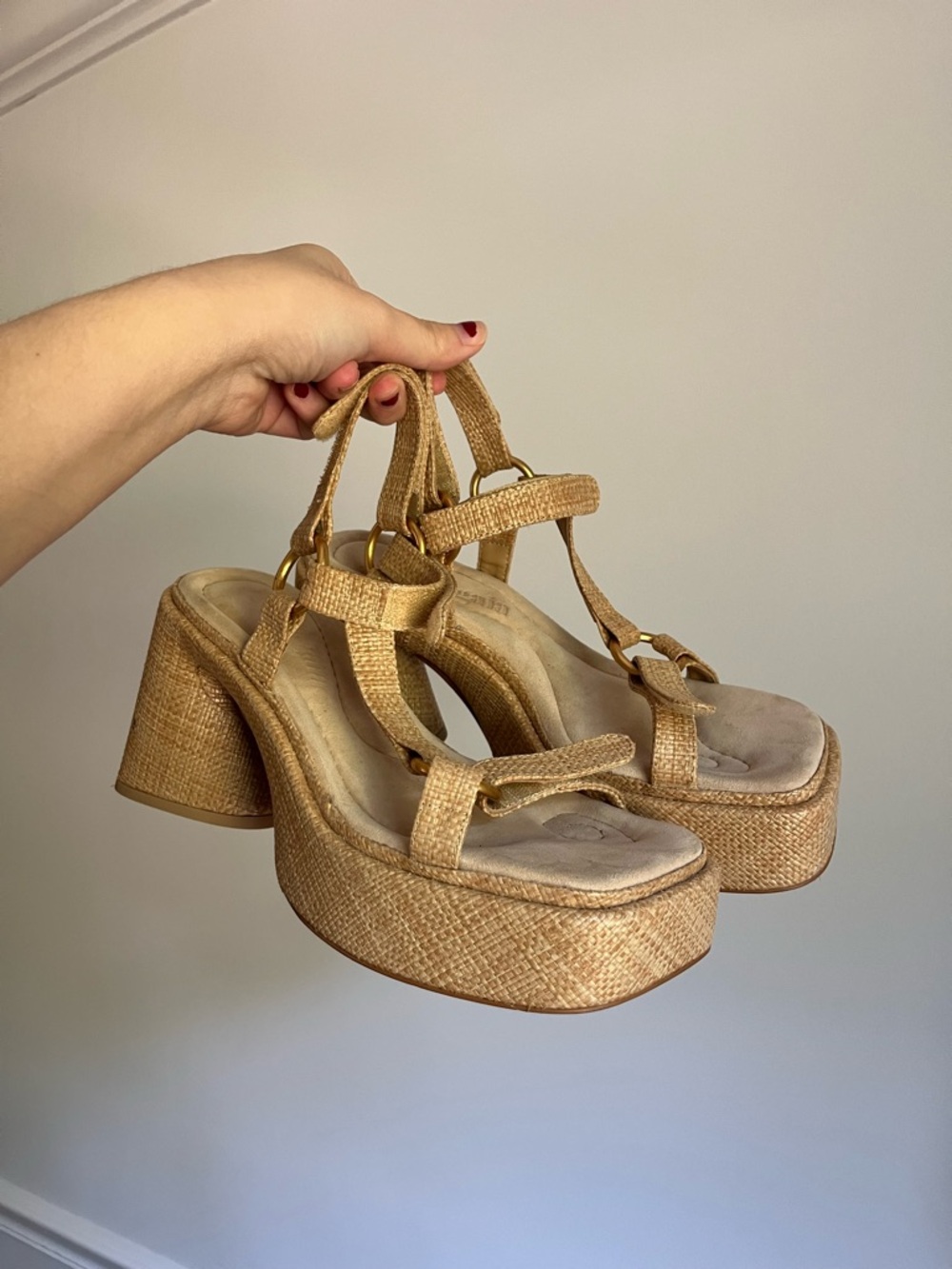 Cult Gaia Raffia Platform Sandals